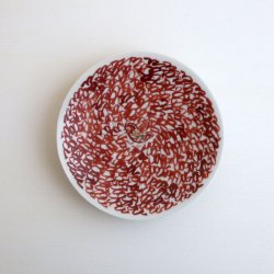 画像1: 赤地健：赤花詰鳥文小皿