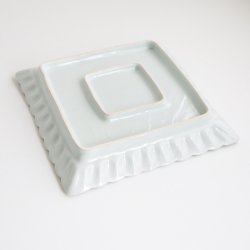 画像4: 土井善男：乳白釉四方輪花板皿（大）