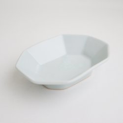 画像5: 土井善男：草花文イッチン8角板皿 白磁