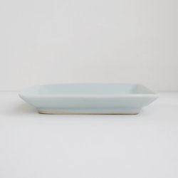 画像2: 土井善男：草花文イッチン四方板皿 白磁