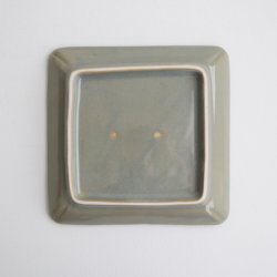 画像3: 土井善男：草花文イッチン四方板皿 薄墨