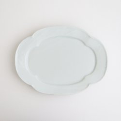 画像1: 土井善男：乳白釉木瓜板皿 中