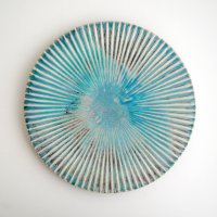 六青：彩流8寸輪花皿 青