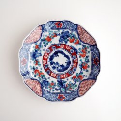 画像1: 萠窯：六寸輪花皿（色絵果実紋）