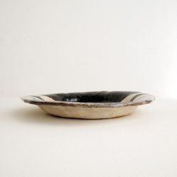 画像2: 佐藤和次：黒をりべ7寸丸皿
