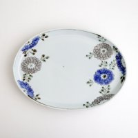 清水なお子：色絵(鉄)花唐草楕円皿