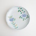 清水なお子：色絵花唐草輪花文5.5寸リム皿