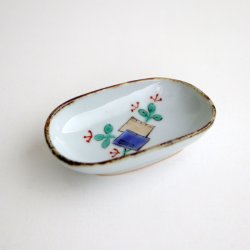 画像5: 清水なお子：色絵ふち鉄書物文楕円豆皿