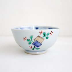 画像1: 清水なお子：色絵飯碗 書物文