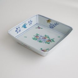 画像5: 清水 なお子：色絵鹿に草花文四方鉢