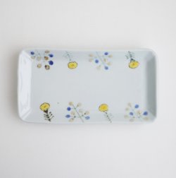 画像1: 清水なお子：色絵(鉄)草花散らし四方皿