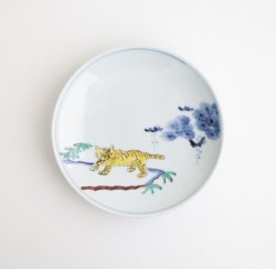 画像1: 清水なお子：色絵松に虎文5寸皿