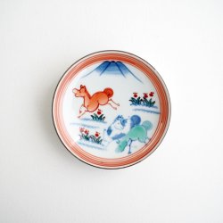 画像1: たなかふみえ：遊馬図縁付小皿（和紙箱付）