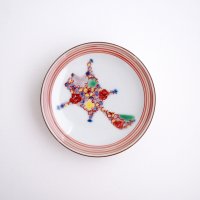 たなかふみえ：花詰ムササビ縁付小皿
