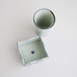 画像2: 山口利枝：こぼし酒セット（市松）