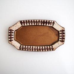 画像1: 山本哲也：金彩釉印判入隅長皿