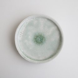 画像1: 吉川仁：粉引五寸皿 フチ有（c）